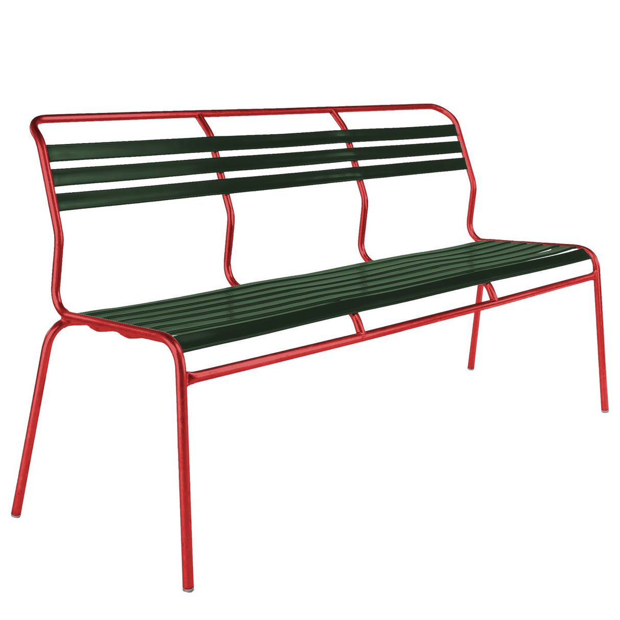 Schaffner Säntis Banc à lattes 3 places sans accoudoirs Rouge 30 Vert sapin 66