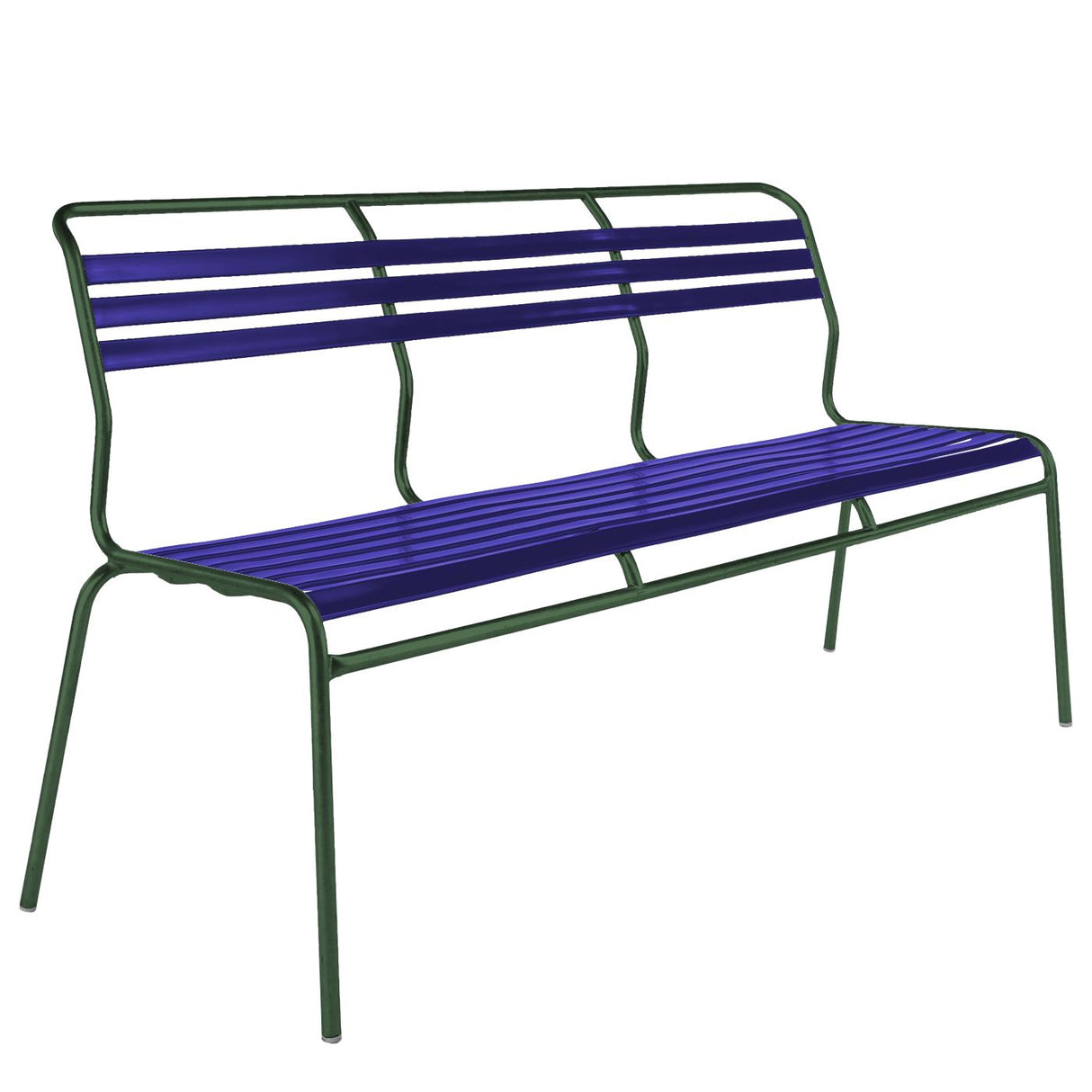 Schaffner Säntis Banc à lattes 3 places sans accoudoirs Vert Sapin 66 Bleu 53