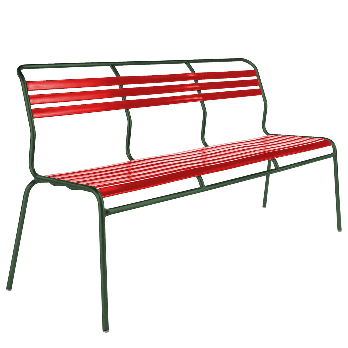 Schaffner Säntis Banc à lattes 3 places sans accoudoirs Vert Sapin 66 Rouge 30