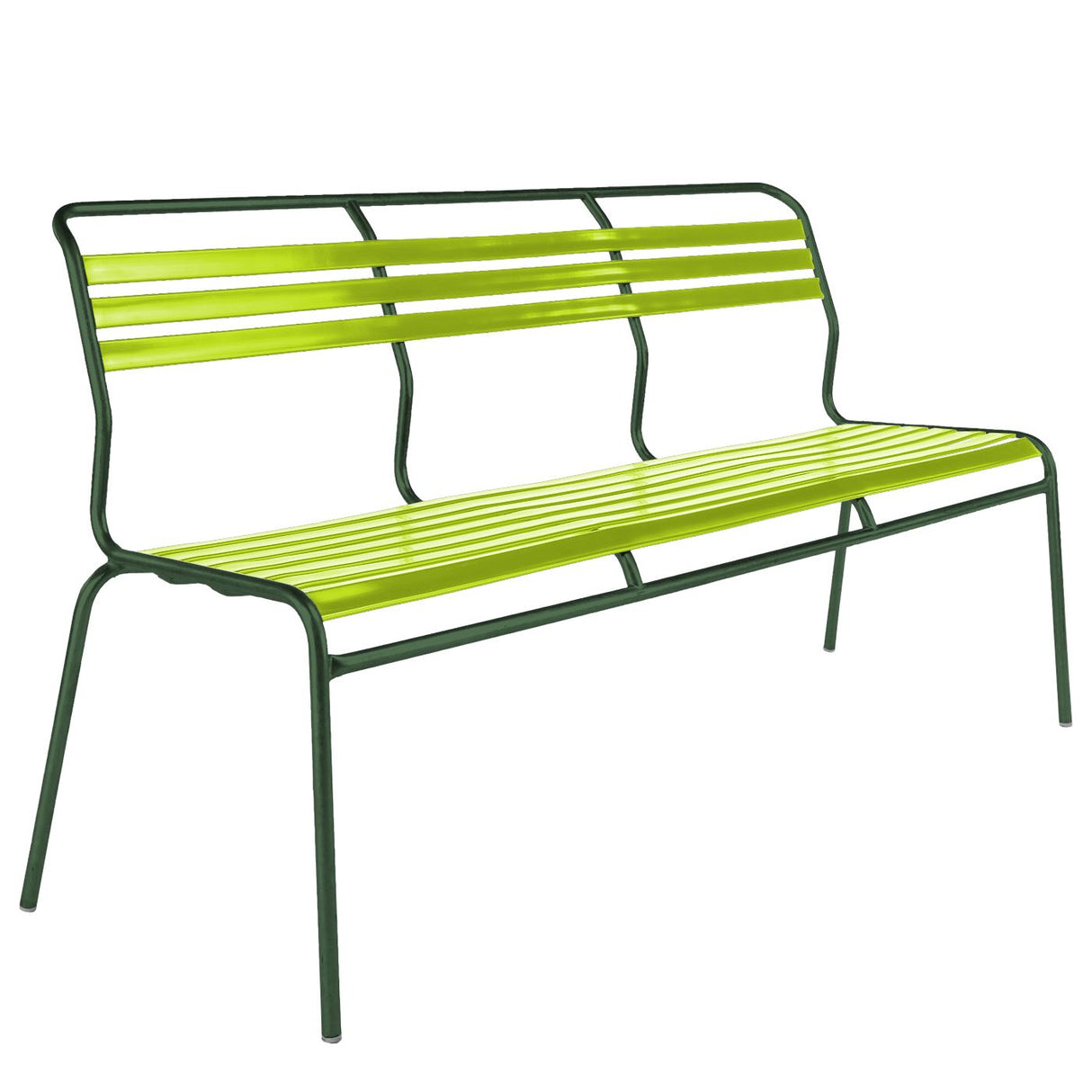 Schaffner Säntis Banc à lattes 3 places sans accoudoirs Vert Sapin 66 Vert Clair 63