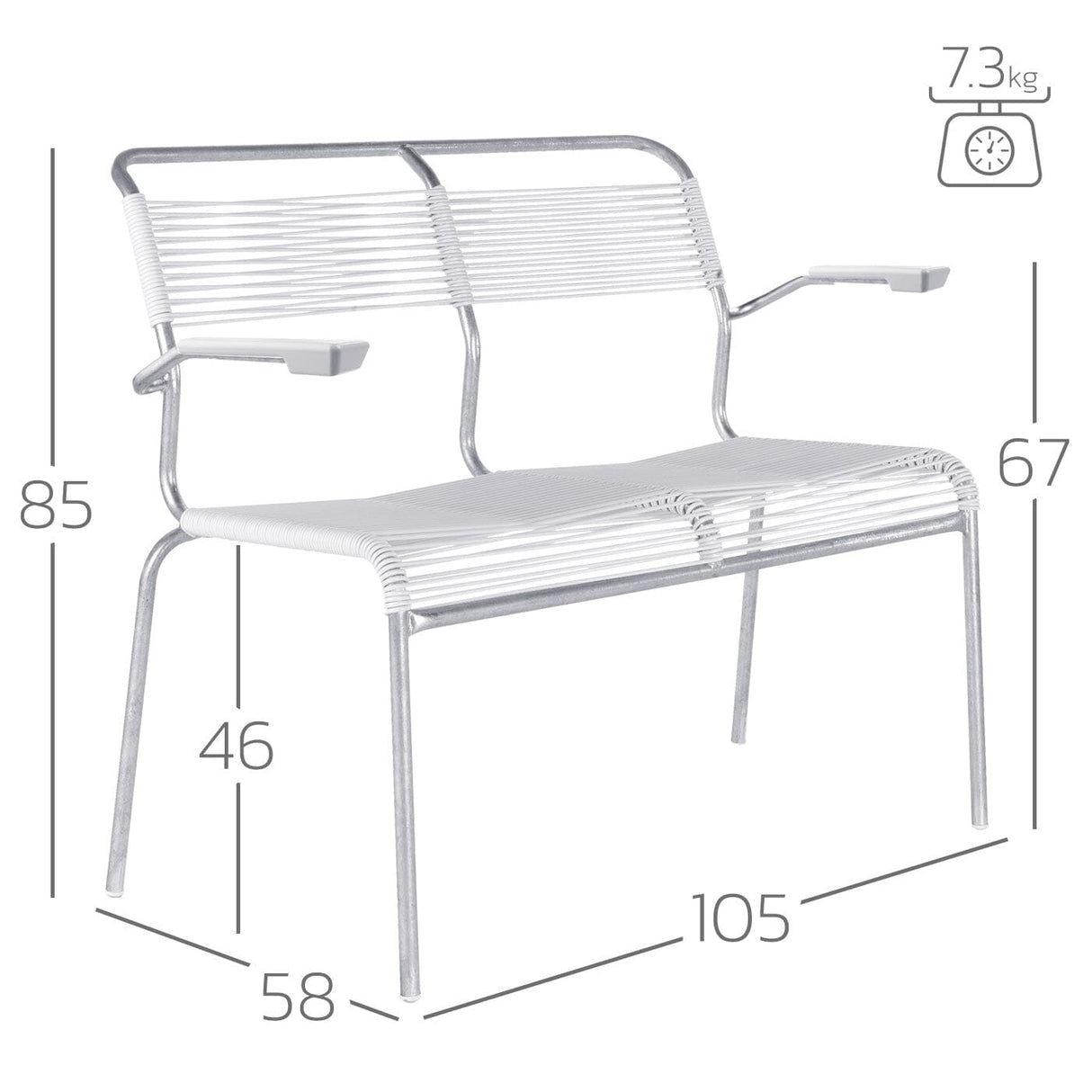 Schaffner Säntis Banc Spaghetti 2 places avec accoudoirs