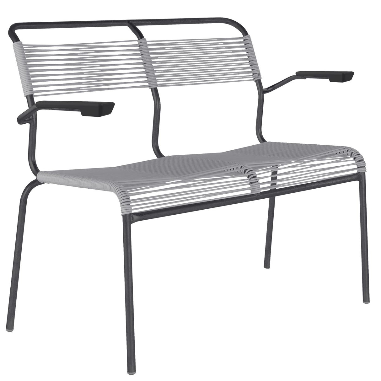 Schaffner Säntis Banc Spaghetti 2 places avec accoudoirs Antracite 77 Gris Argent 78