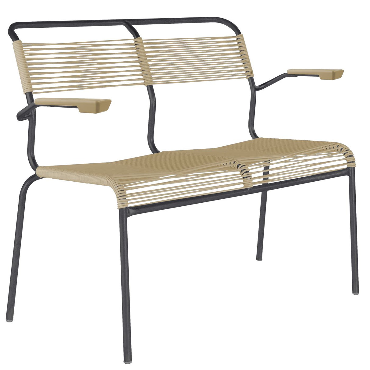 Schaffner Säntis Banc Spaghetti 2 places avec accoudoirs Antracite 77 Marron pastel 83