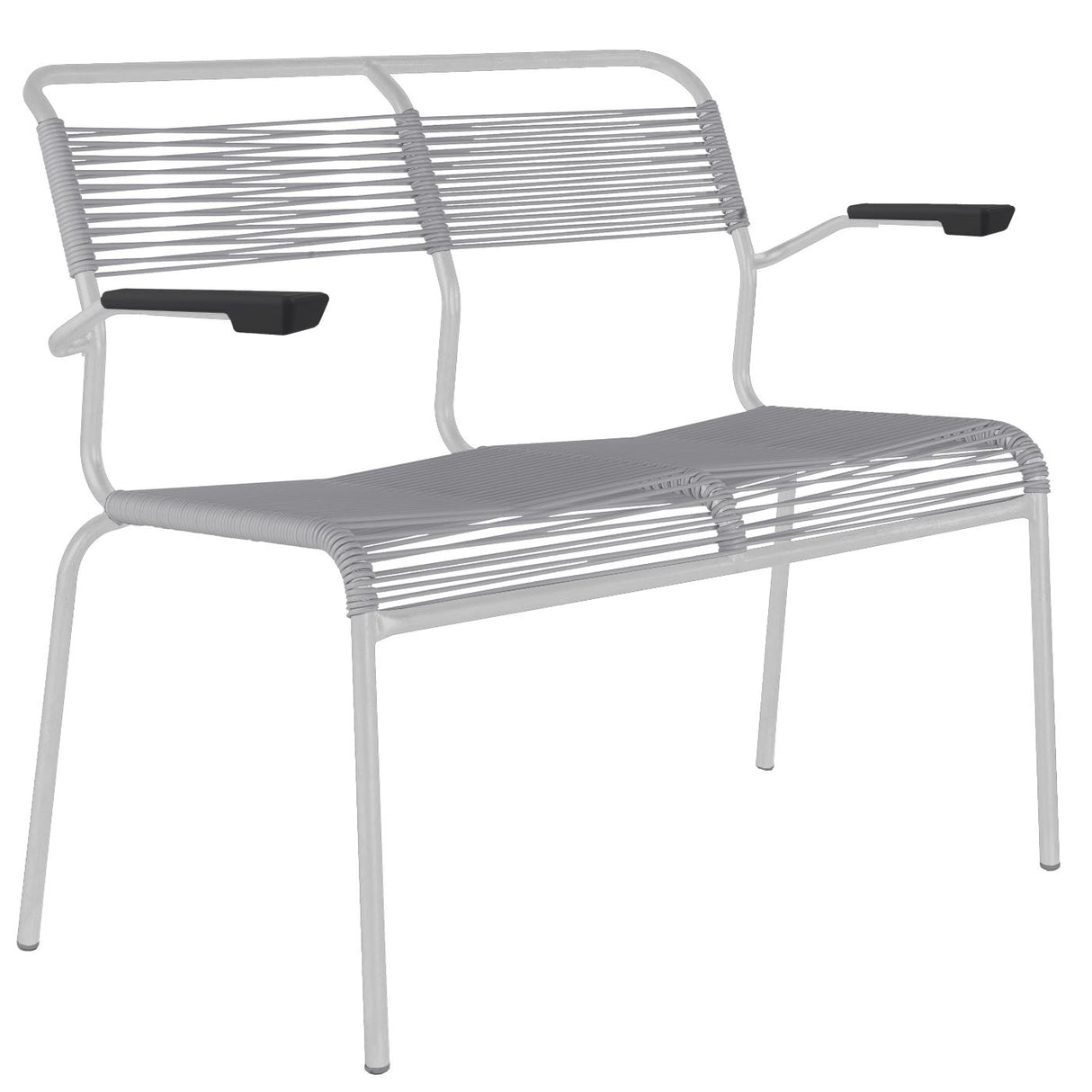 Schaffner Säntis Banc Spaghetti 2 places avec accoudoirs Blanc 90 Gris Argent 78