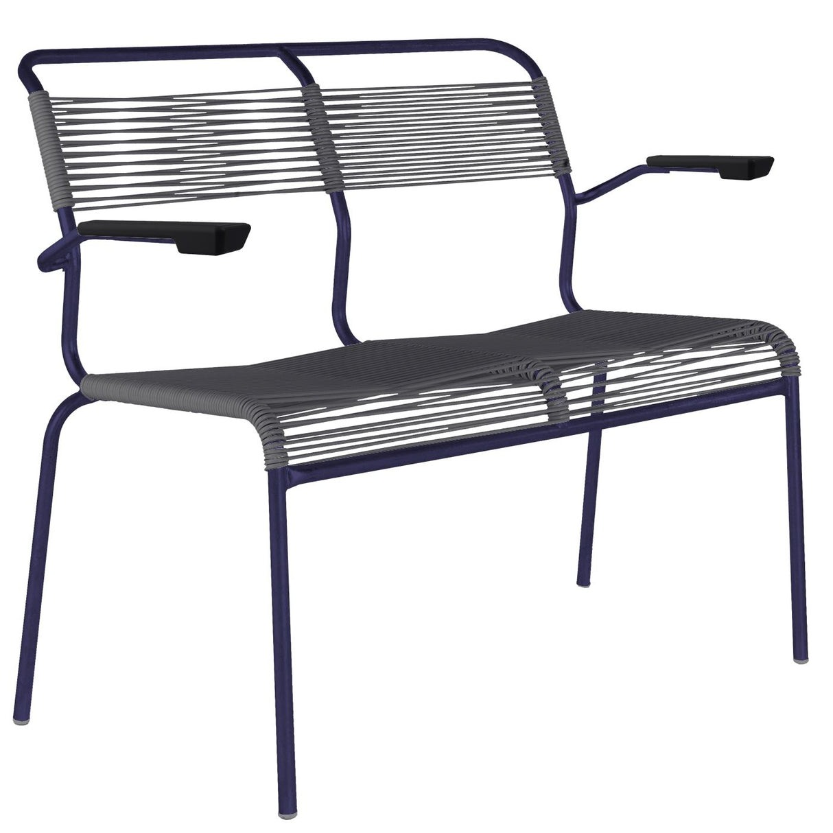 Schaffner Säntis Banc Spaghetti 2 places avec accoudoirs Bleu 53 Anthracite 77