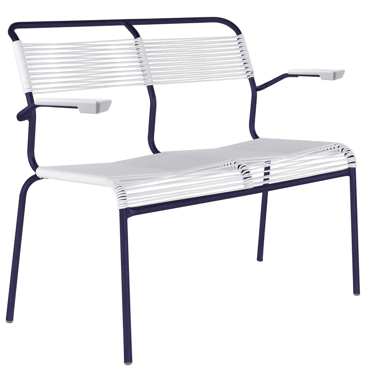 Schaffner Säntis Banc Spaghetti 2 places avec accoudoirs Bleu 53 Blanc 90