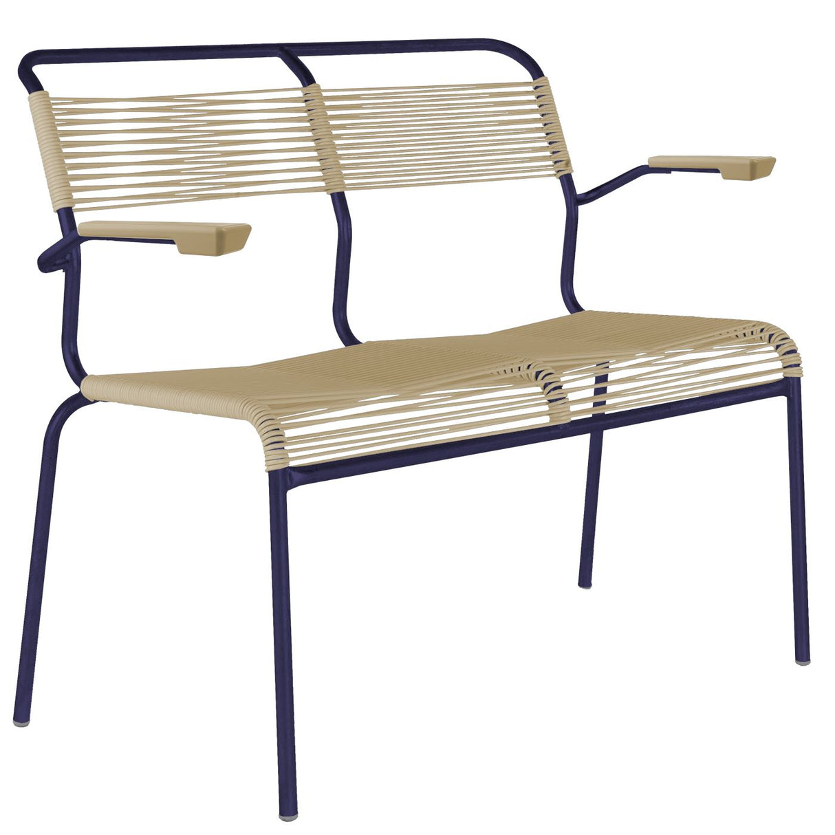 Schaffner Säntis Banc Spaghetti 2 places avec accoudoirs Bleu 53 Marron pastel 83