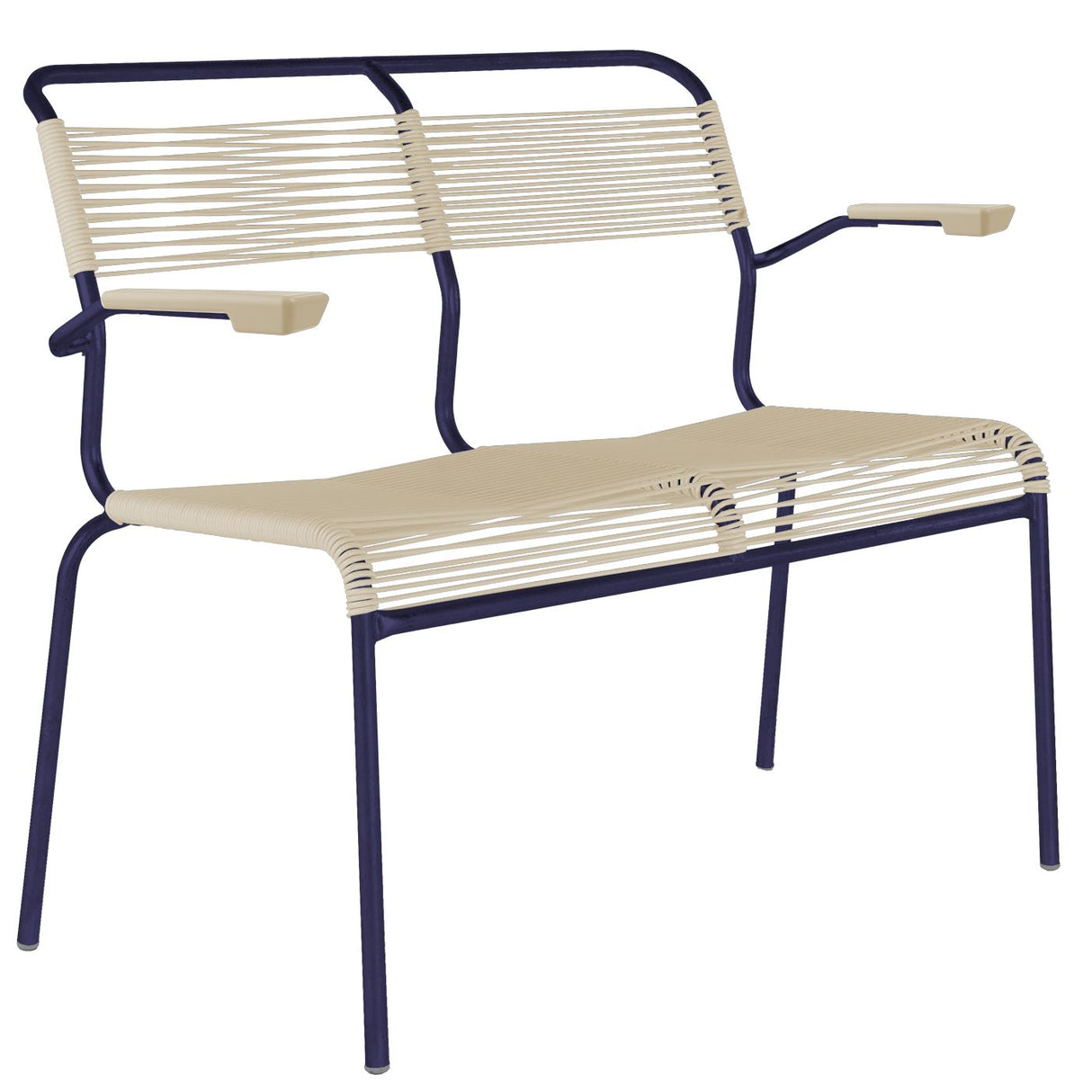 Schaffner Säntis Banc Spaghetti 2 places avec accoudoirs Bleu 53 Sable pastel 15