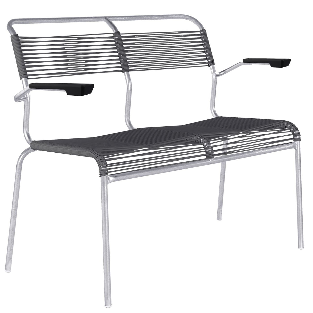 Schaffner Säntis Banc Spaghetti 2 places avec accoudoirs Galvanisé à chaud 02 Anthracite 77