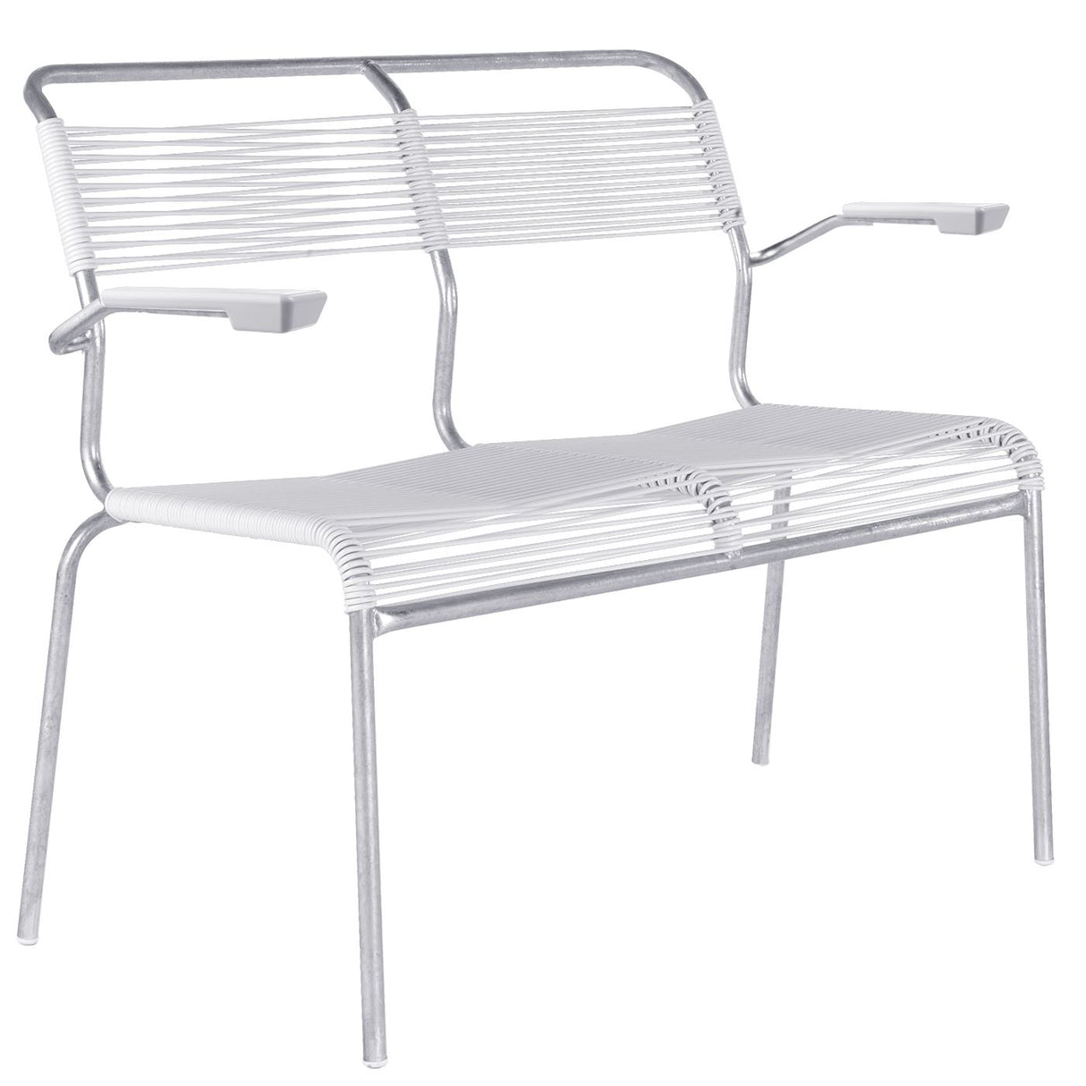 Schaffner Säntis Banc Spaghetti 2 places avec accoudoirs Galvanisé à chaud 02 Blanc 90