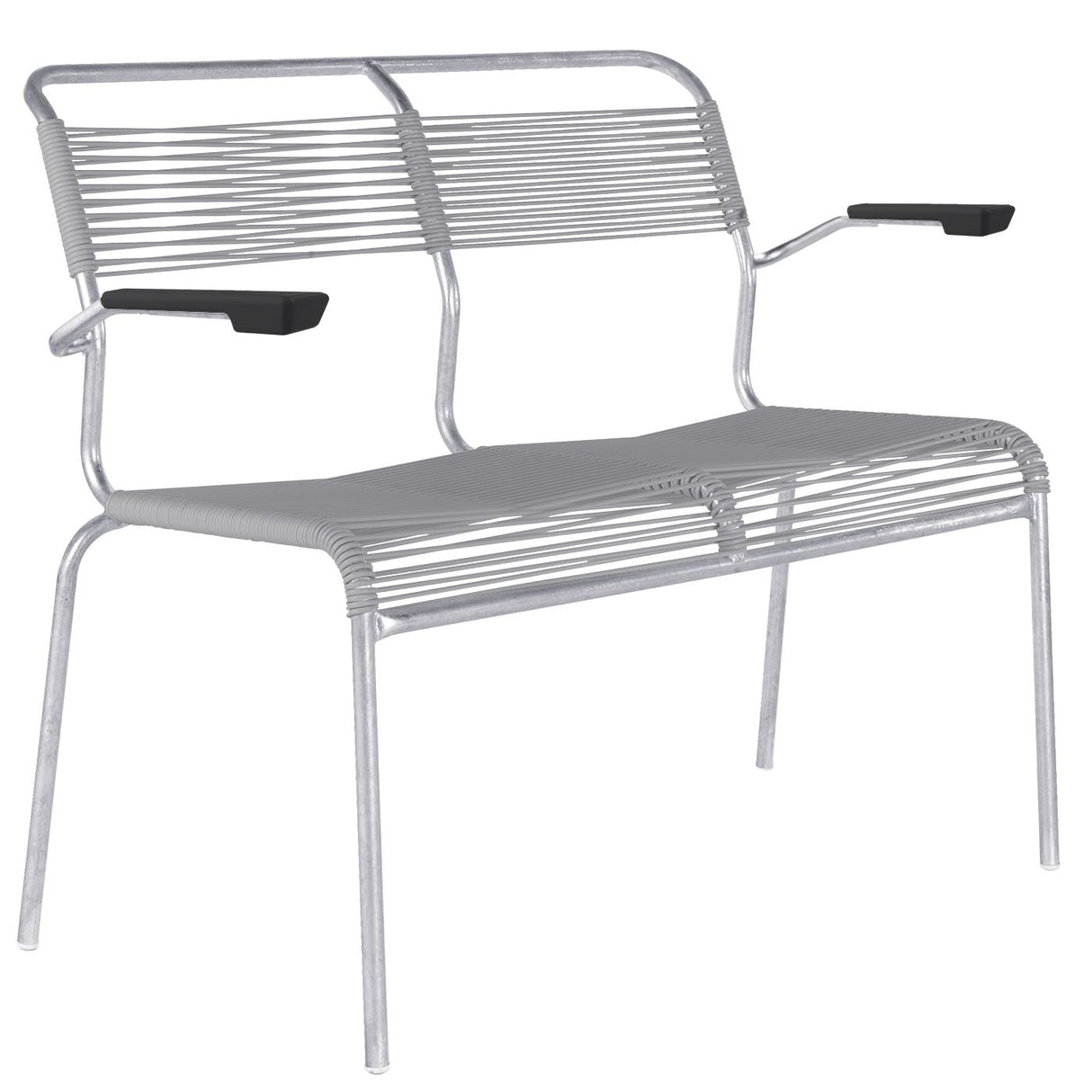 Schaffner Säntis Banc Spaghetti 2 places avec accoudoirs Galvanisé à chaud 02 Gris Argent 78