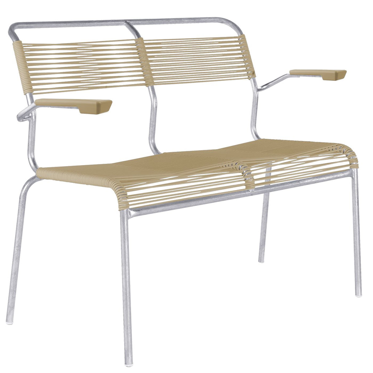 Schaffner Säntis Banc Spaghetti 2 places avec accoudoirs Galvanisé à chaud 02 Marron pastel 83