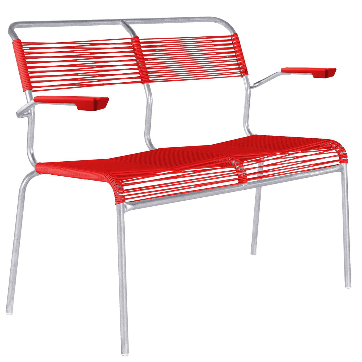 Schaffner Säntis Banc Spaghetti 2 places avec accoudoirs Galvanisé à chaud 02 Rouge 30