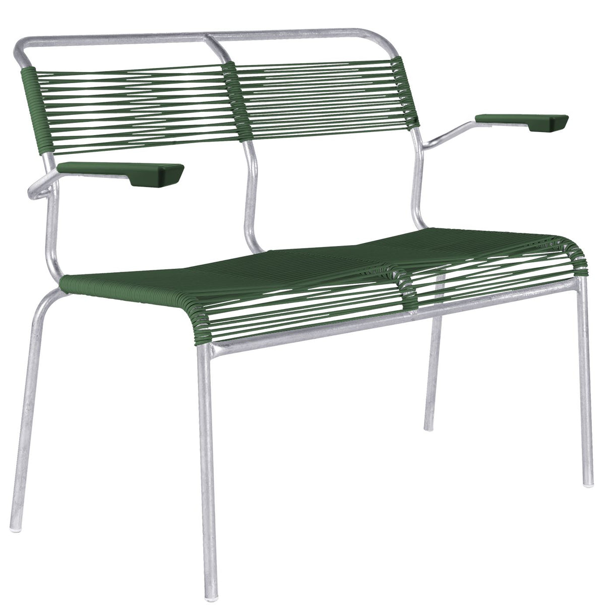 Schaffner Säntis Banc Spaghetti 2 places avec accoudoirs Galvanisé à chaud 02 Vert sapin 66
