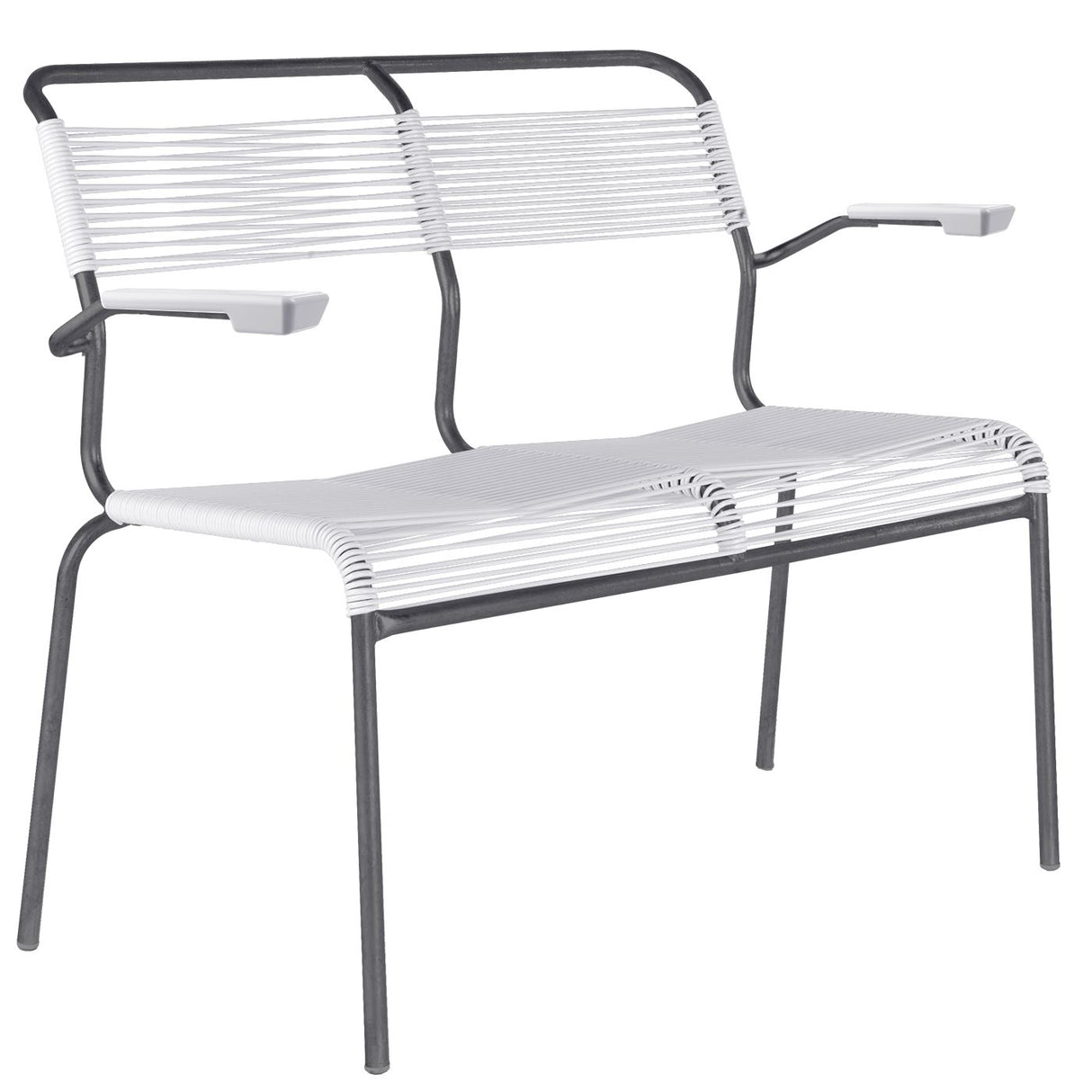 Schaffner Säntis Banc Spaghetti 2 places avec accoudoirs Graphite 73 Blanc 90