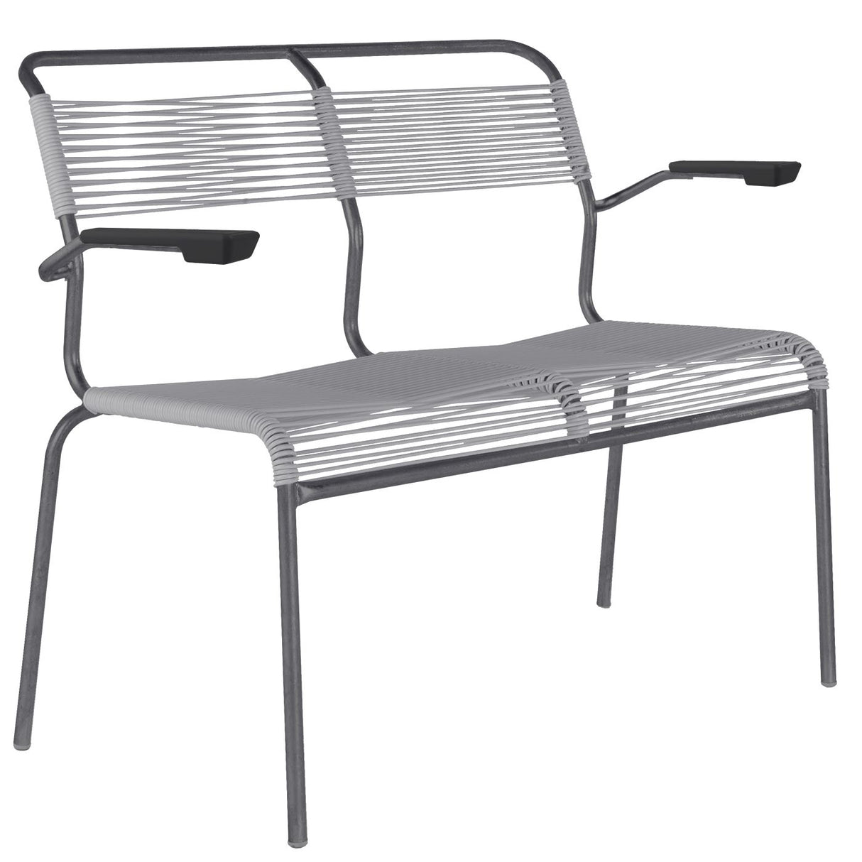 Schaffner Säntis Banc Spaghetti 2 places avec accoudoirs Graphite 73 Gris Argent 78