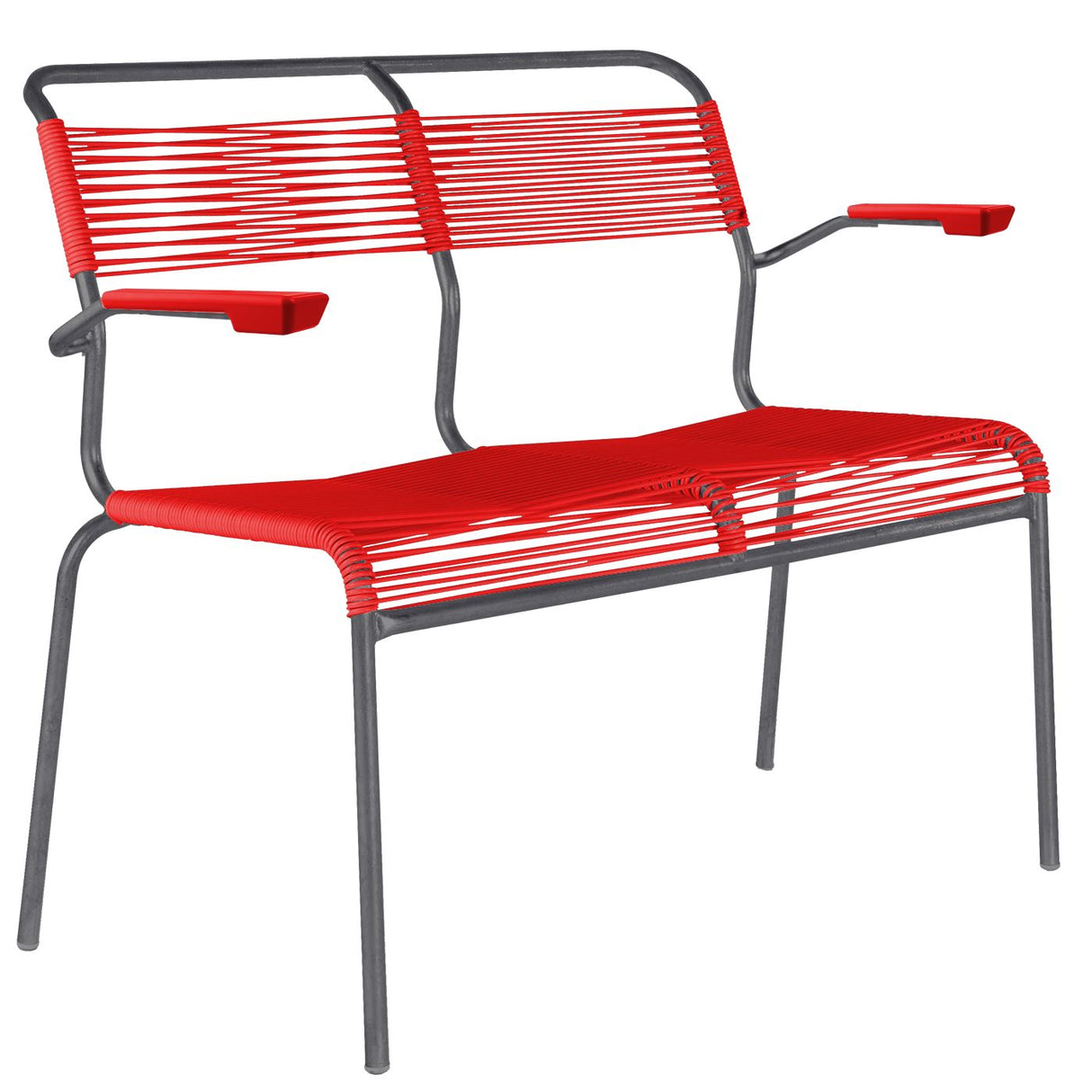 Schaffner Säntis Banc Spaghetti 2 places avec accoudoirs Graphite 73 Rouge 30
