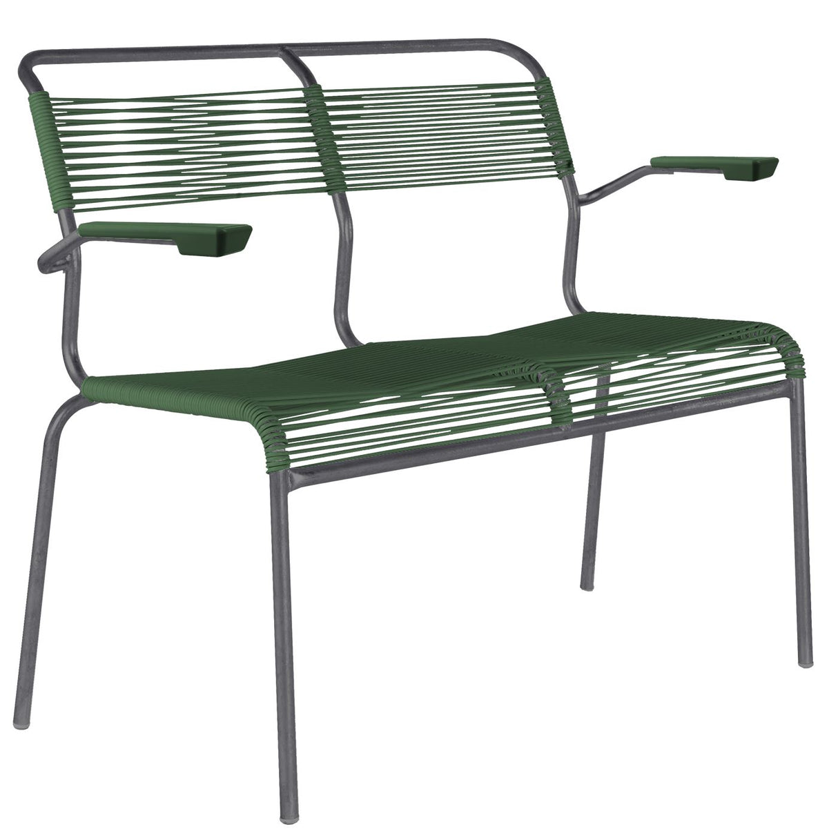 Schaffner Säntis Banc Spaghetti 2 places avec accoudoirs Graphite 73 Vert sapin 66