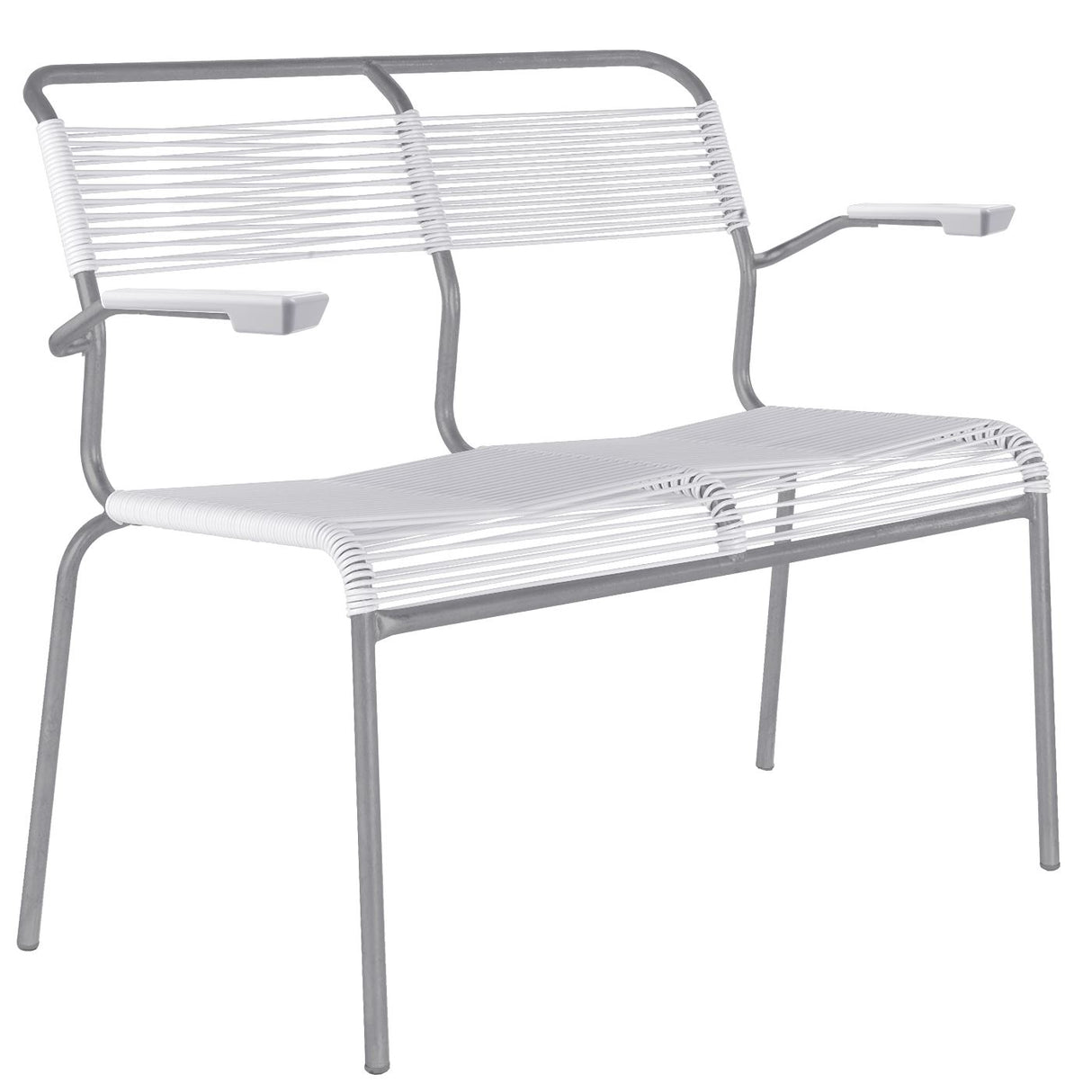 Schaffner Säntis Banc Spaghetti 2 places avec accoudoirs Gris Argent 78 Blanc 90