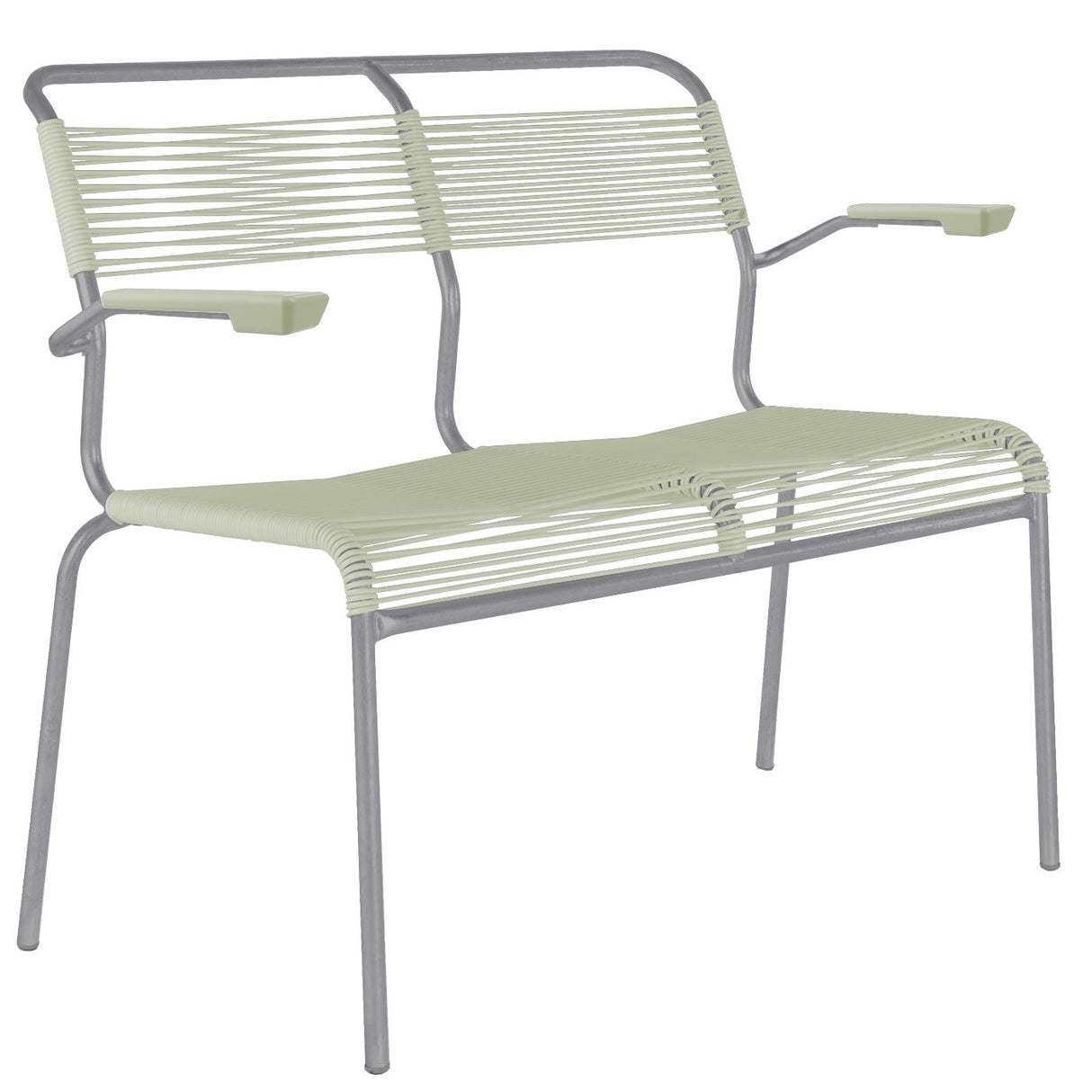 Schaffner Säntis Banc Spaghetti 2 places avec accoudoirs Gris Argent 78 Vert pastel 64