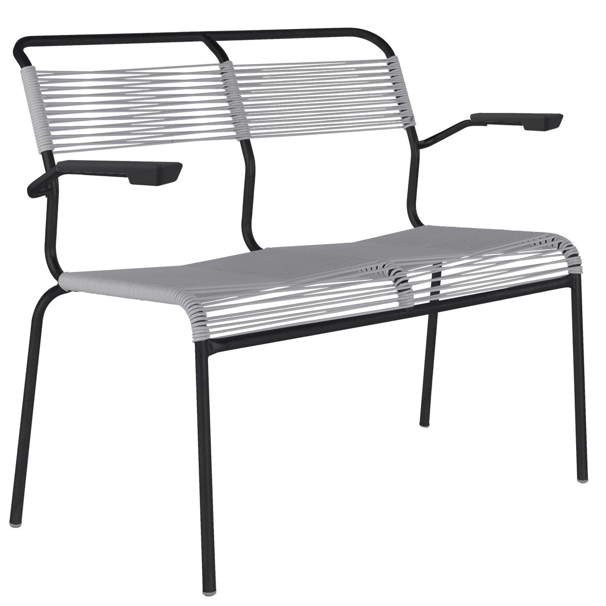 Schaffner Säntis Banc Spaghetti 2 places avec accoudoirs Noir 91 Gris Argent 78