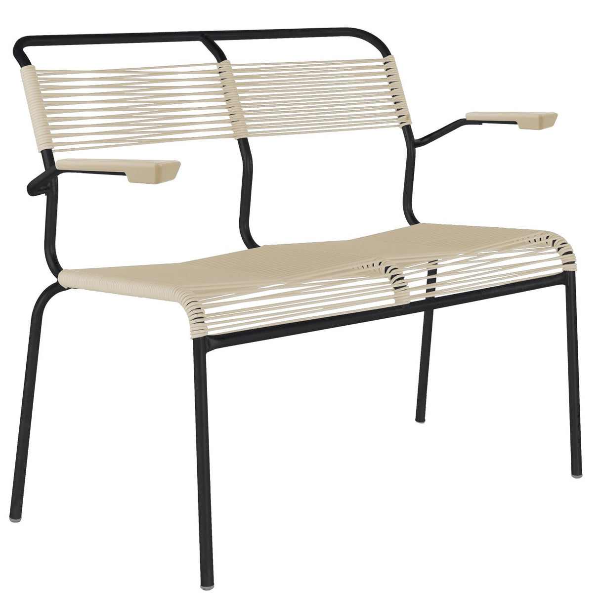 Schaffner Säntis Banc Spaghetti 2 places avec accoudoirs Noir 91 Sable pastel 15