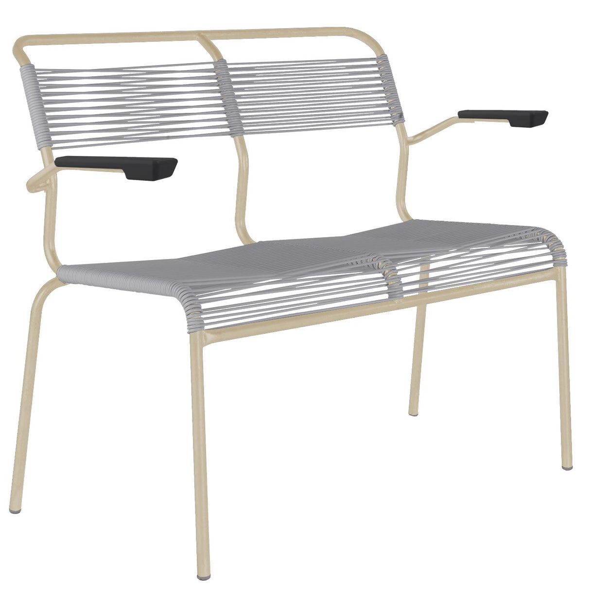 Schaffner Säntis Banc Spaghetti 2 places avec accoudoirs Sable Pastel 15 Gris Argent 78