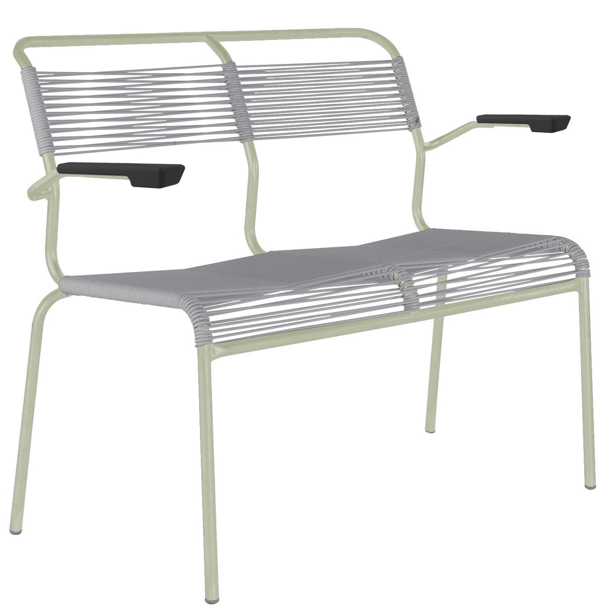 Schaffner Säntis Banc Spaghetti 2 places avec accoudoirs Vert Pastel 64 Gris Argent 78