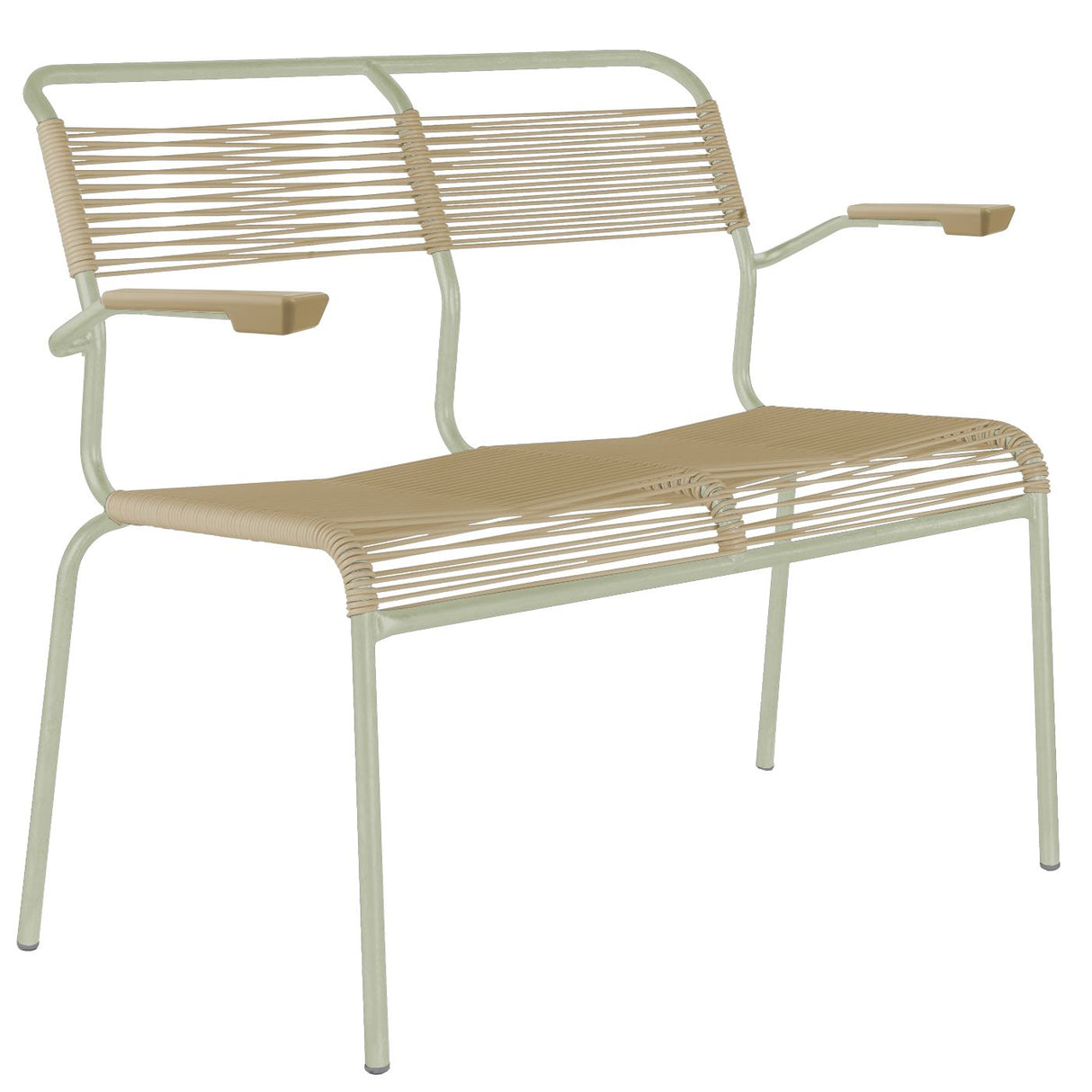 Schaffner Säntis Banc Spaghetti 2 places avec accoudoirs Vert Pastel 64 Marron pastel 83