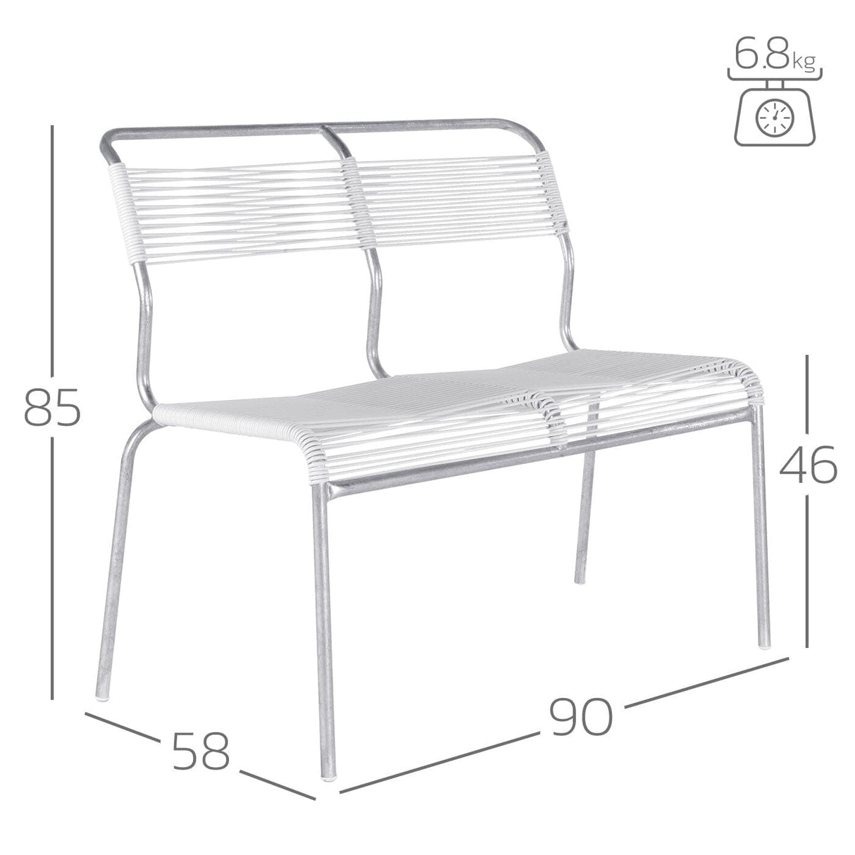 Schaffner Säntis Banc Spaghetti 2 places sans accoudoirs