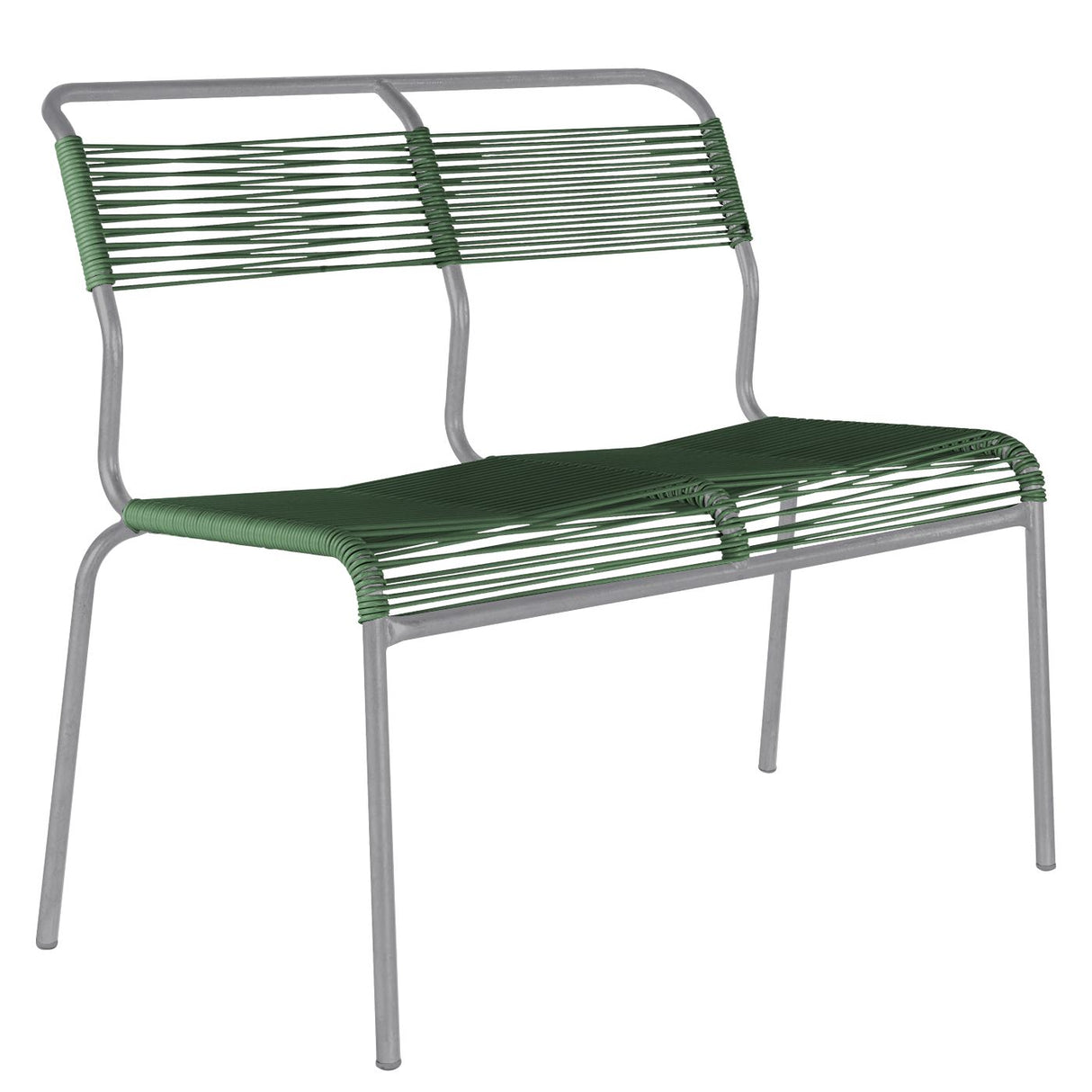 Schaffner Säntis Banc Spaghetti 2 places sans accoudoirs Gris Argent 78 Vert sapin 66