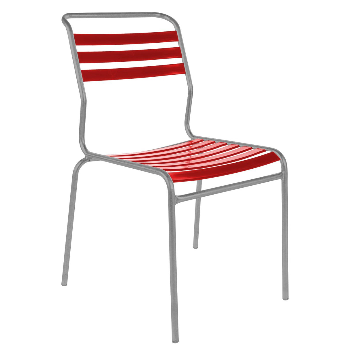 Schaffner Säntis Chaise à lattes Gris Argent 78 Rouge 30