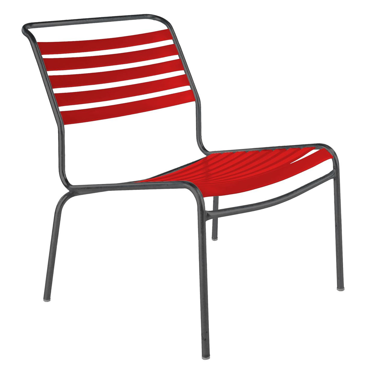 Schaffner Säntis Chaise basse à lattes Anthracite 77 Rouge 30