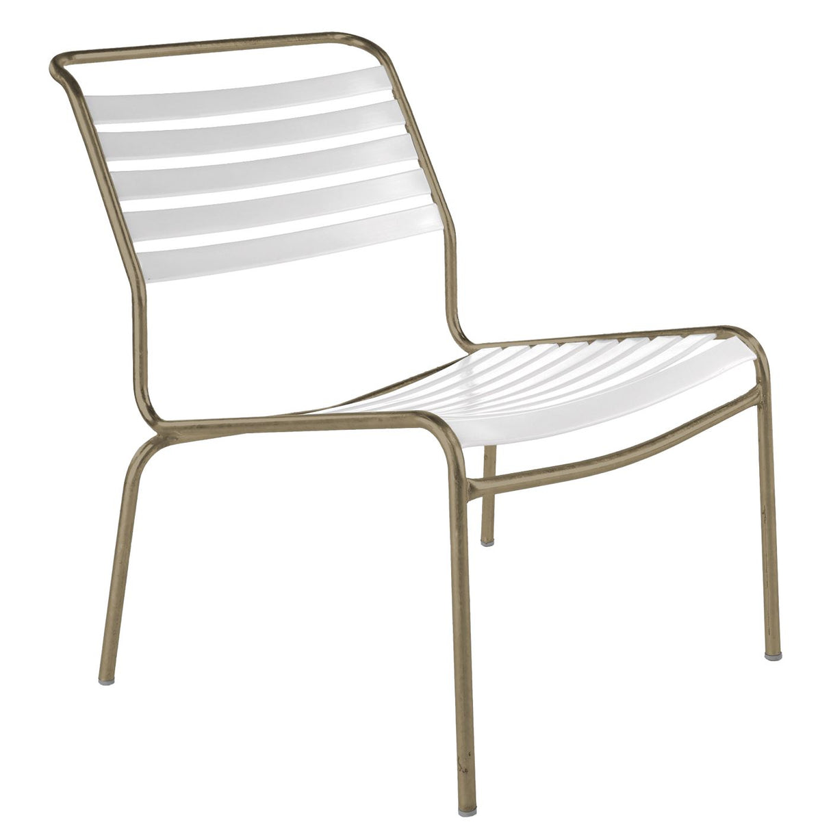 Schaffner Säntis Chaise basse à lattes Champagne 85 Blanc 90