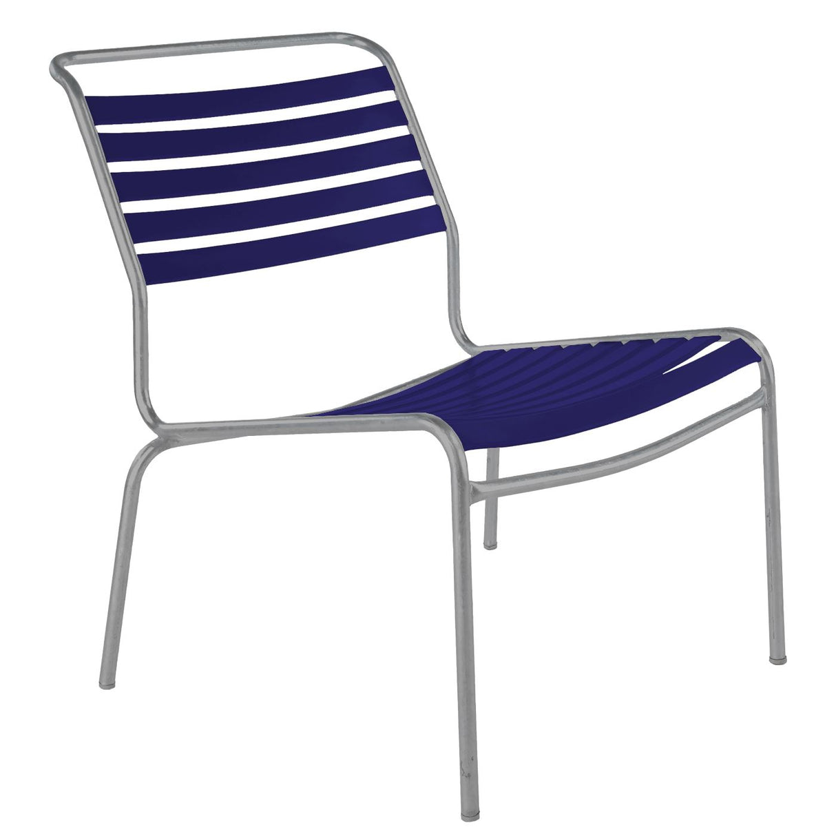 Schaffner Säntis Chaise basse à lattes Gris Argent 78 Bleu 53
