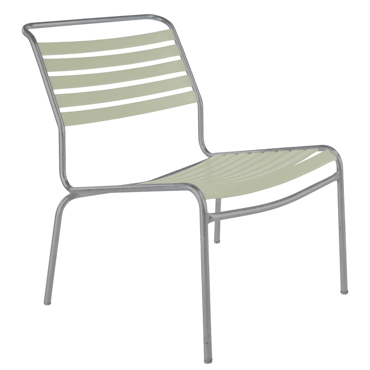 Schaffner Säntis Chaise basse à lattes Gris Argent 78 Vert pastel 64