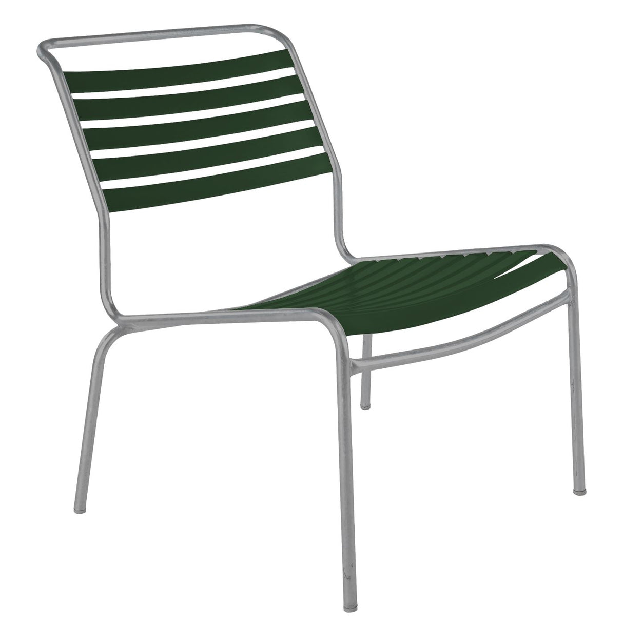 Schaffner Säntis Chaise basse à lattes Gris Argent 78 Vert sapin 66