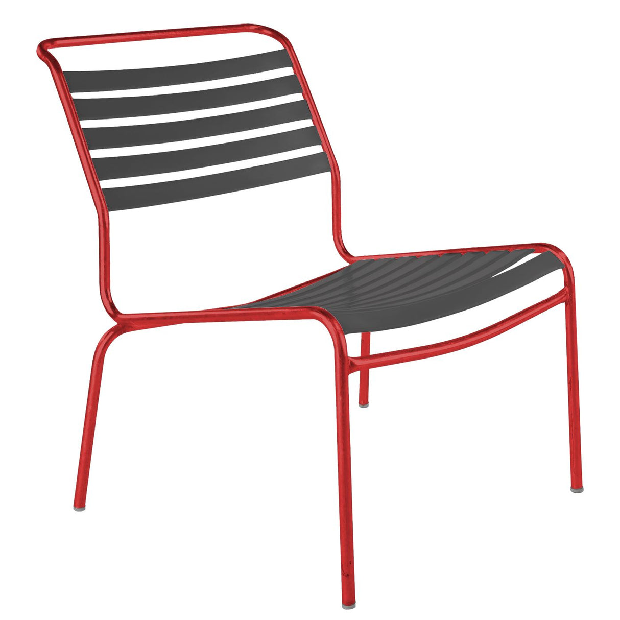 Schaffner Säntis Chaise basse à lattes Rouge 30 Anthracite 77