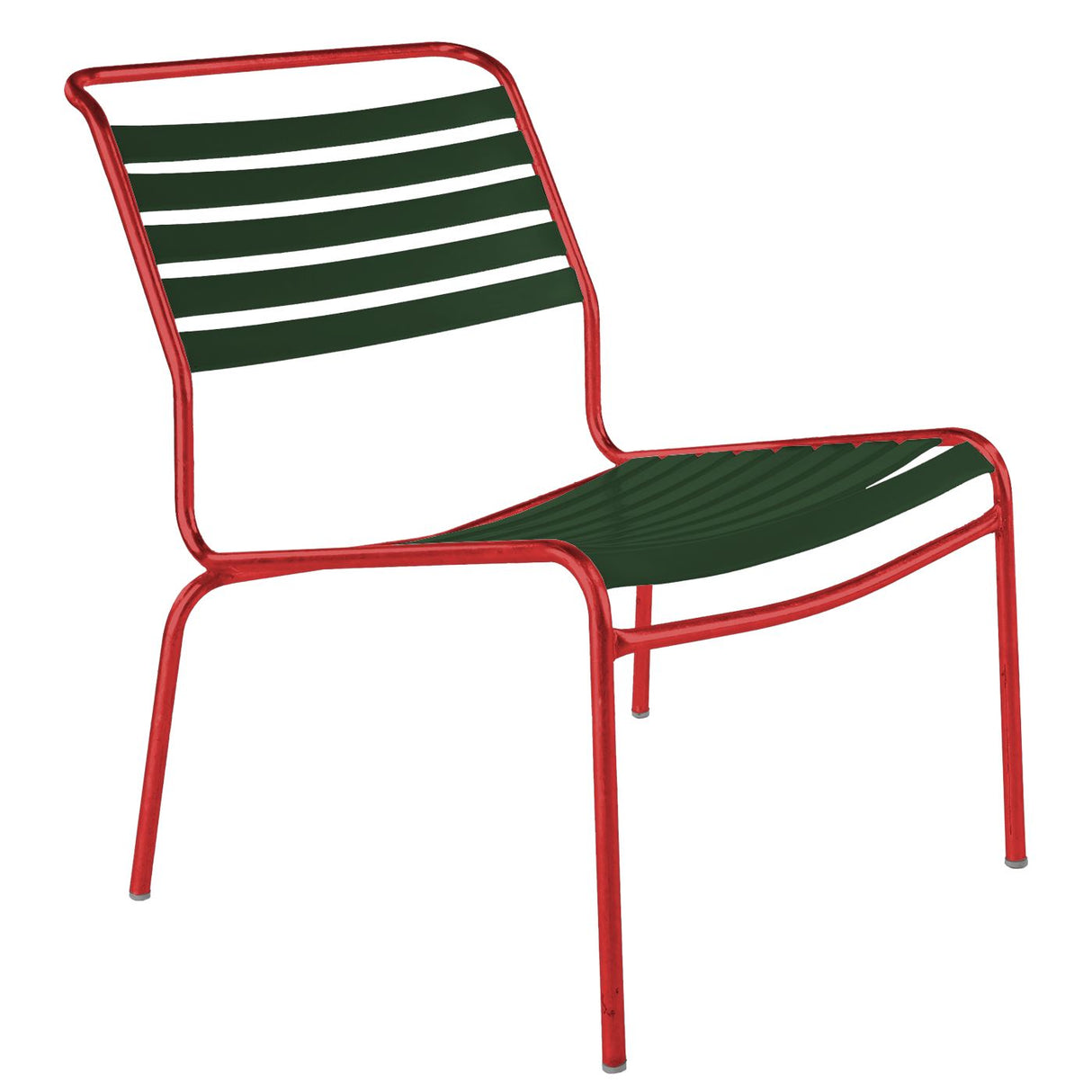 Schaffner Säntis Chaise basse à lattes Rouge 30 Vert sapin 66