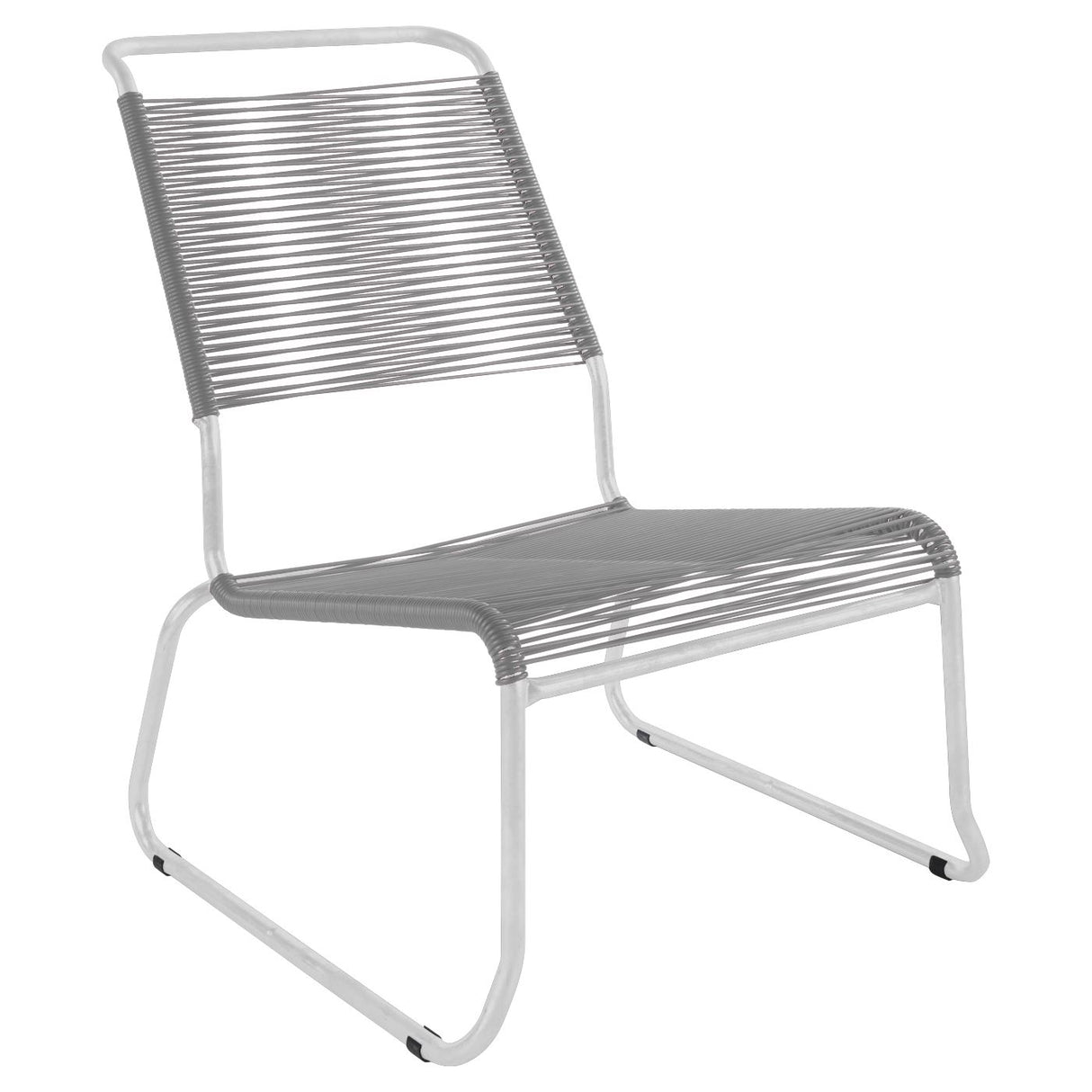 Schaffner Säntis Chaise basse haut dossier luge Spaghetti Blanc 90 Gris Argent 78