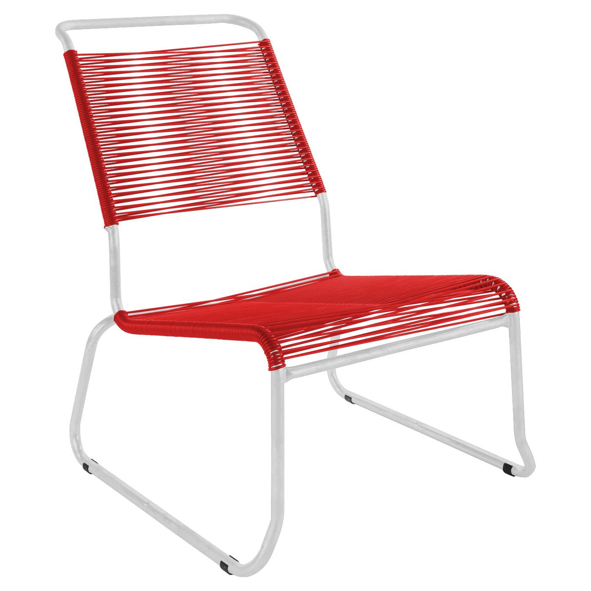 Schaffner Säntis Chaise basse haut dossier luge Spaghetti Blanc 90 Rouge 30