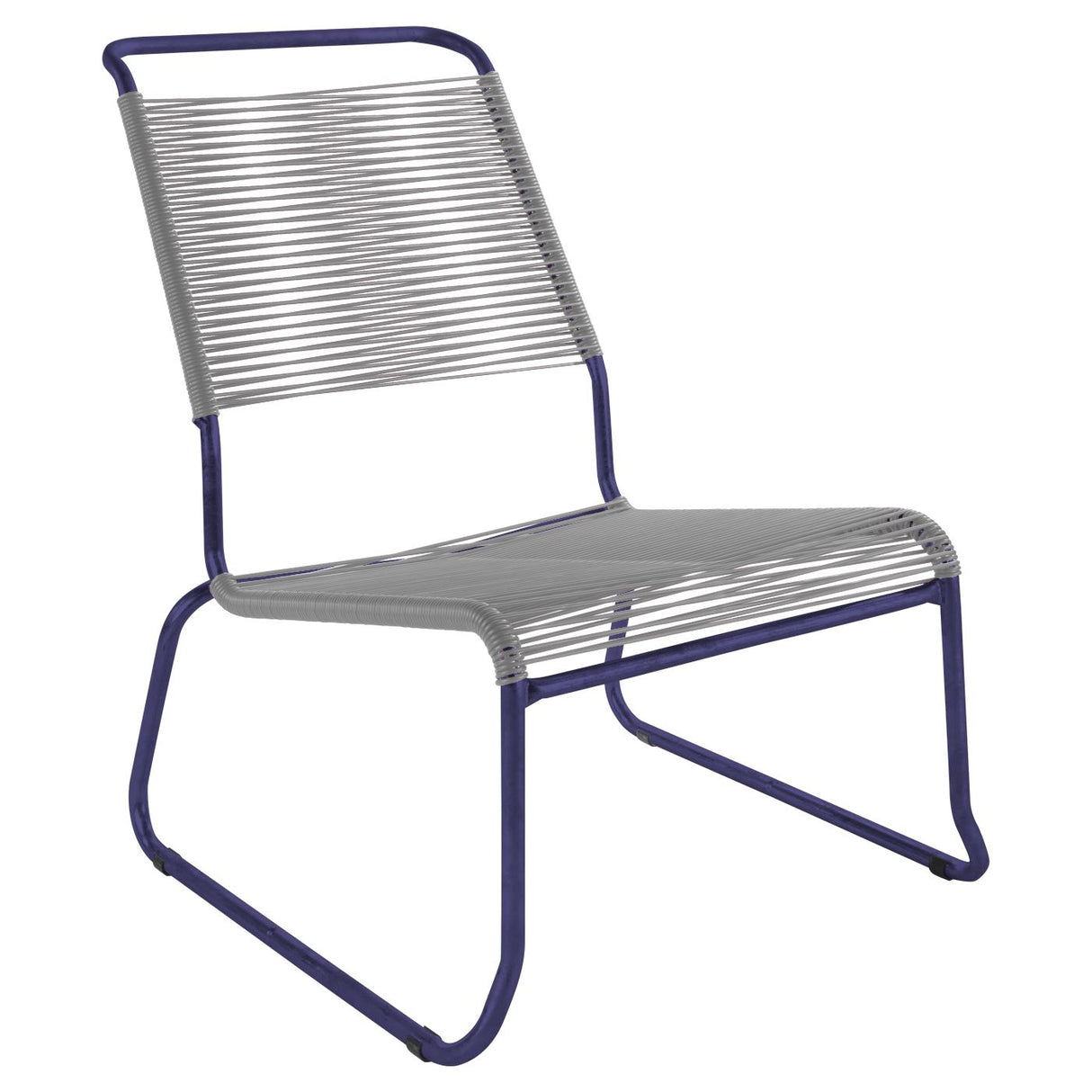 Schaffner Säntis Chaise basse haut dossier luge Spaghetti Bleu 53 Gris Argent 78