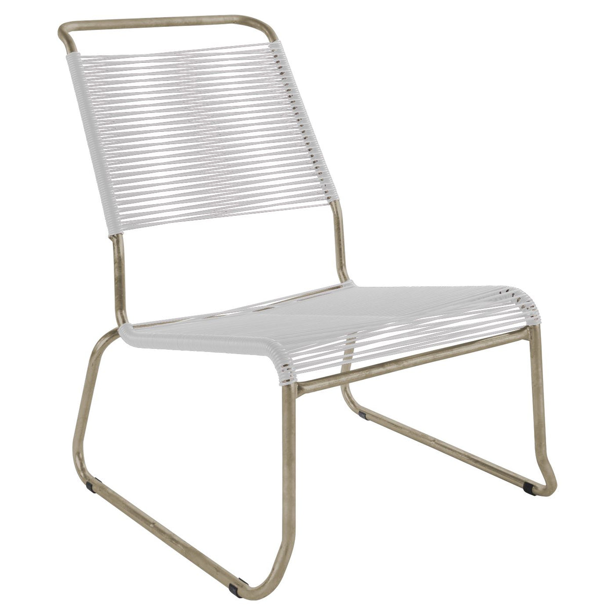 Schaffner Säntis Chaise basse haut dossier luge Spaghetti Champagne 85 Blanc 90