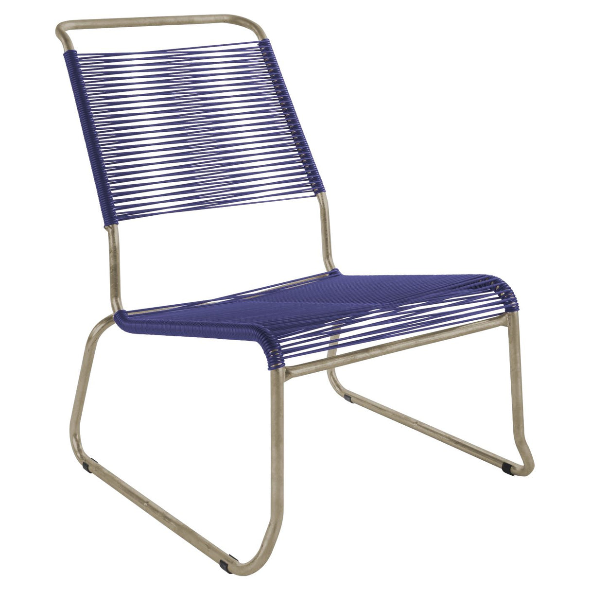 Schaffner Säntis Chaise basse haut dossier luge Spaghetti Champagne 85 Bleu 53