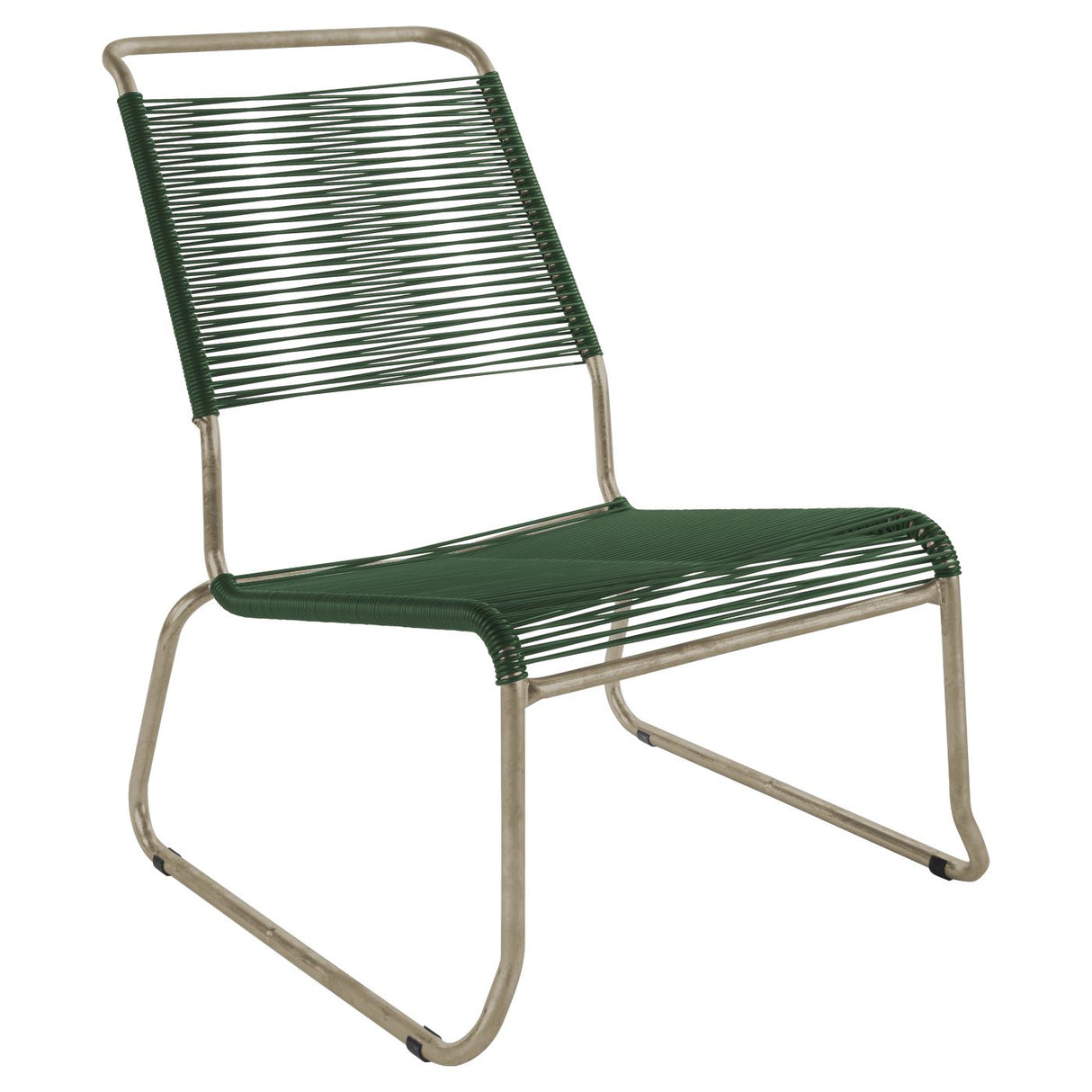 Schaffner Säntis Chaise basse haut dossier luge Spaghetti Champagne 85 Vert Sapin 66