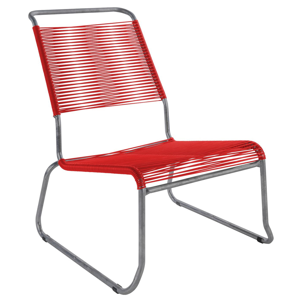 Schaffner Säntis Chaise basse haut dossier luge Spaghetti Graphite 73 Rouge 30