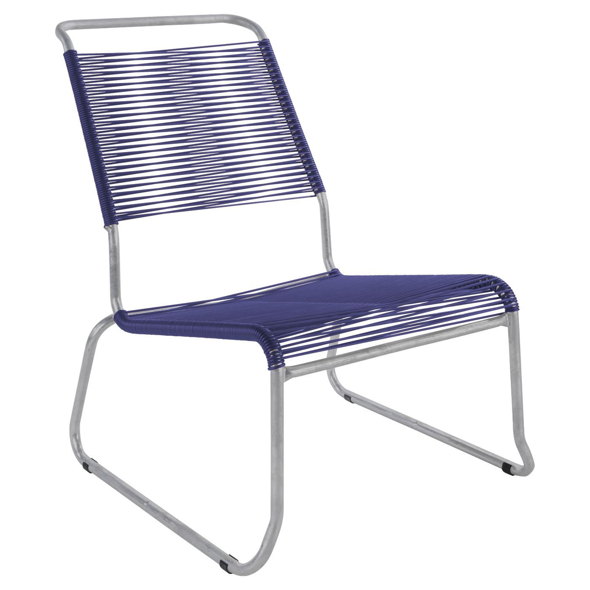 Schaffner Säntis Chaise basse haut dossier luge Spaghetti Gris Argent 78 Bleu 53