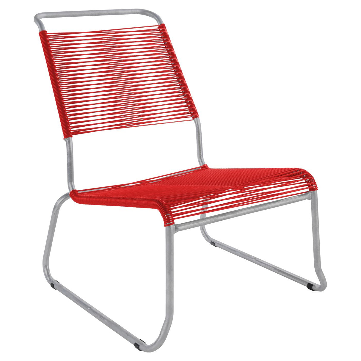 Schaffner Säntis Chaise basse haut dossier luge Spaghetti Gris Argent 78 Rouge 30