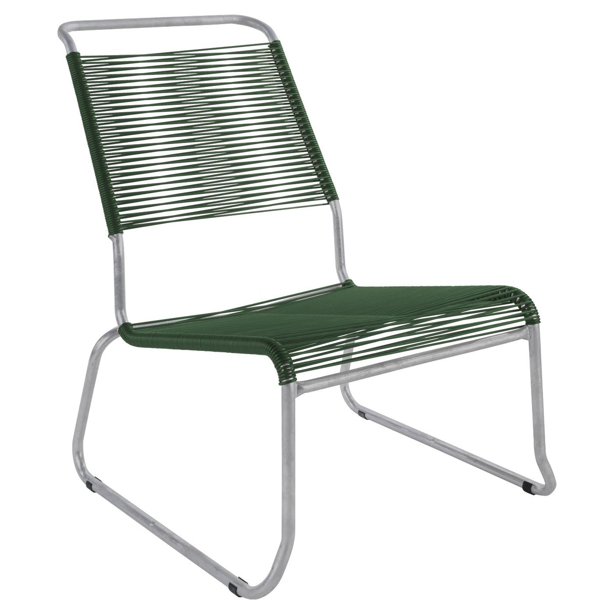 Schaffner Säntis Chaise basse haut dossier luge Spaghetti Gris Argent 78 Vert Sapin 66