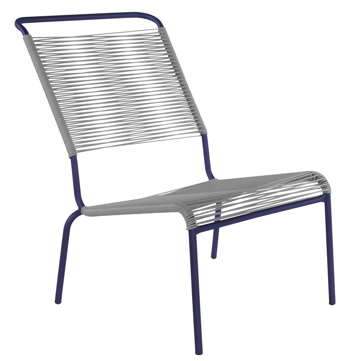 Schaffner Säntis Chaise basse haut dossier Spaghetti Bleu 53 Gris Argent 78